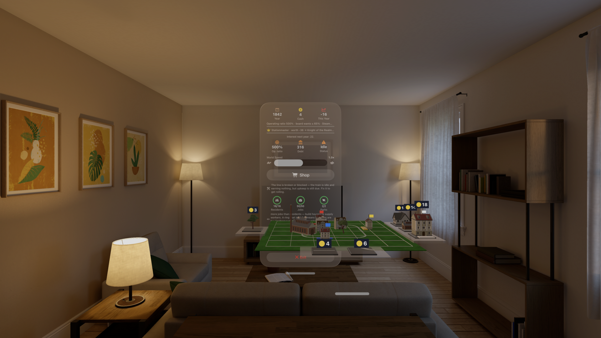 A running line on the table in passthrough AR